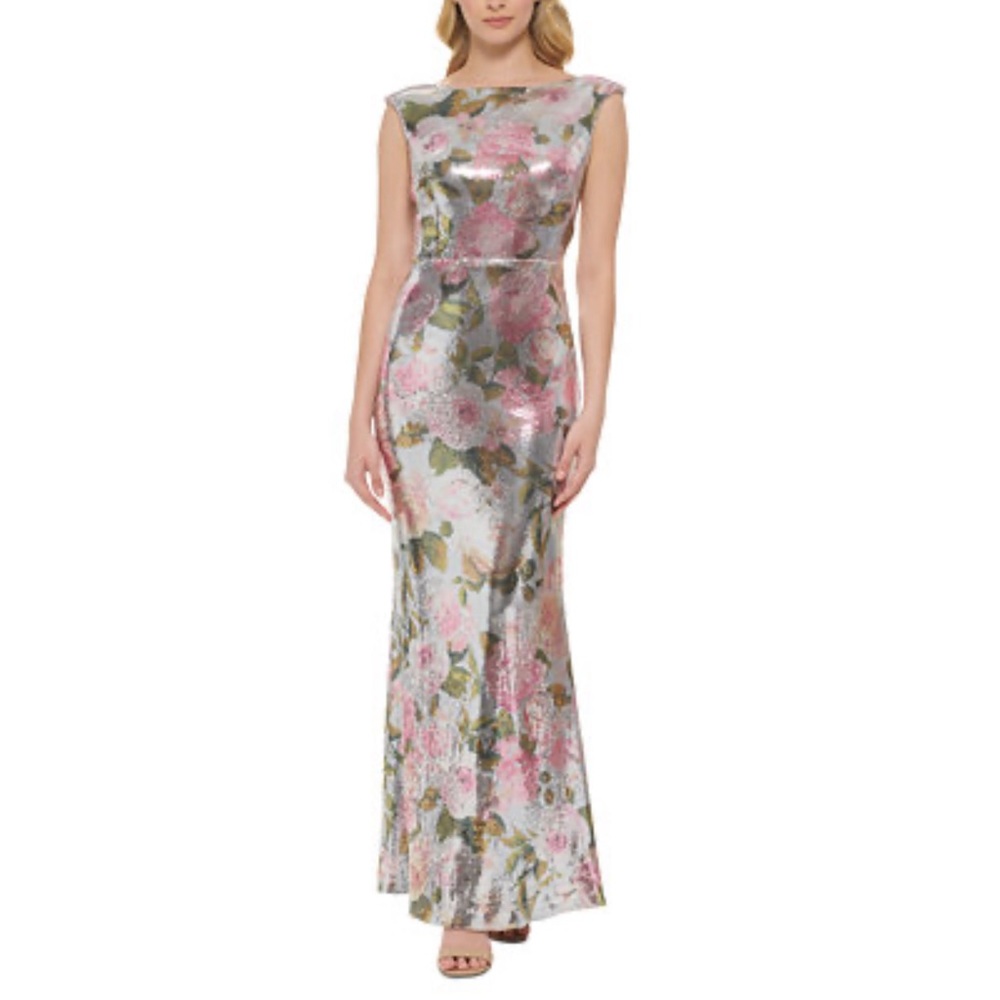 Eliza J Women's Floral-Sequined Sleeveless Gown. SZ 4. Excellent condition.